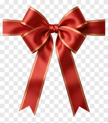 Red Ribbon Bow With Gold Trim PNG