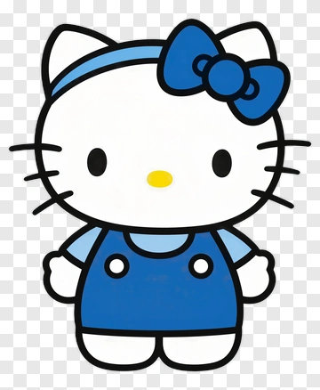 Hello Kitty Character In Blue Outfit PNG
