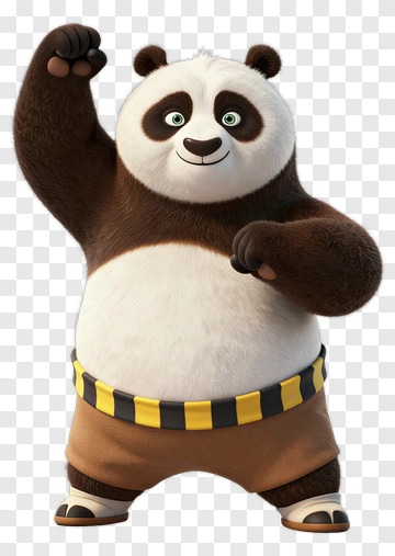 Cartoon Panda Standing With A Raised Fist PNG