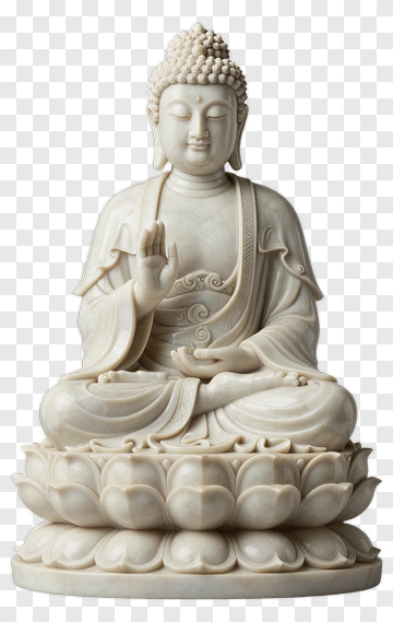 Marble Buddha Statue On A Lotus Base PNG