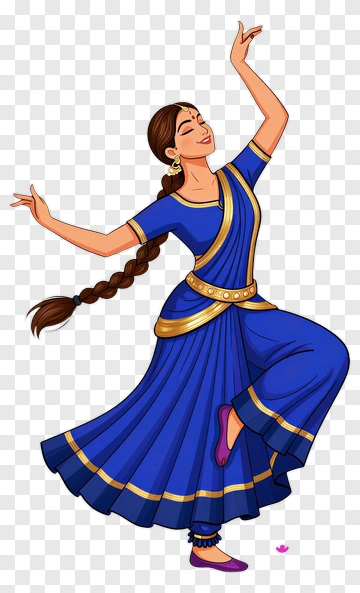 Dancing Woman In Traditional Blue Dress PNG