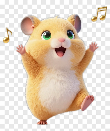 Happy Cartoon Hamster Dancing With Musical Notes PNG