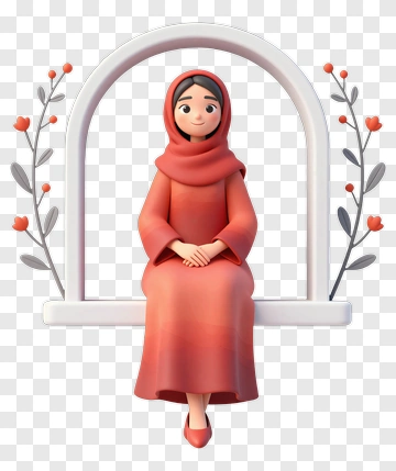 3D Woman Sitting On A Swing PNG