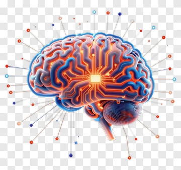 Digital Brain With Circuit Connections PNG