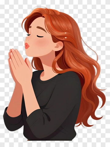 Woman Praying With Long Red Hair PNG
