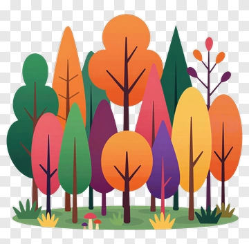 Colorful Forest Of Trees PNG