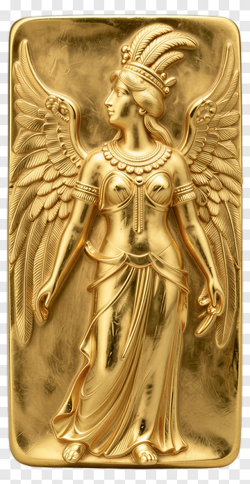 Golden Angel Statue With Wings PNG