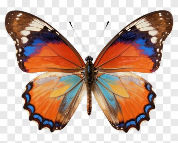 Colorful Butterfly With Orange And Blue Wings PNG