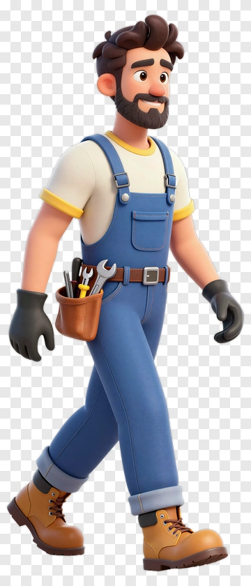 3D Mechanic Walking With Tools PNG