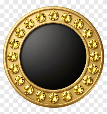 Gold Framed Mirror With Decorative Gems PNG