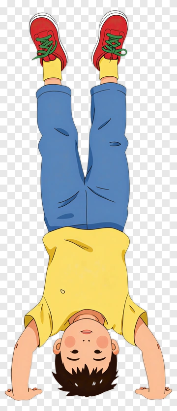 Cartoon Boy Doing A Handstand PNG
