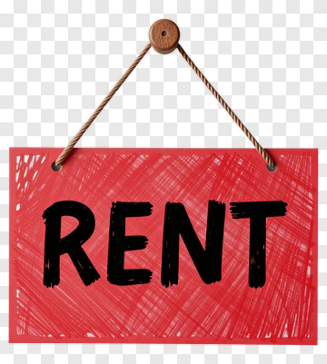Red Rent Sign Hanging By Rope PNG