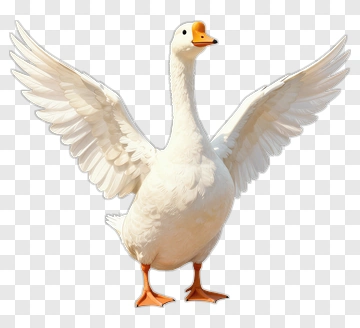 White Goose With Outstretched Wings PNG