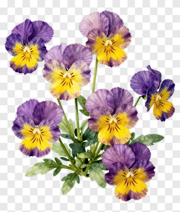 Colorful Pansy Flowers PNG