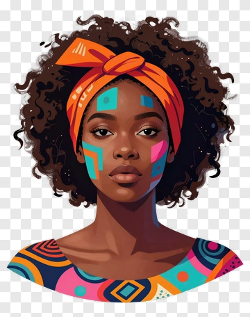 Stylish Woman With Colorful Face Paint PNG