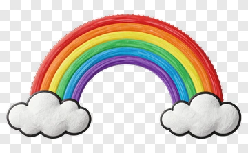 Colorful Rainbow With Clouds PNG
