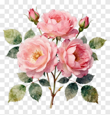 Pink Roses With Green Leaves PNG