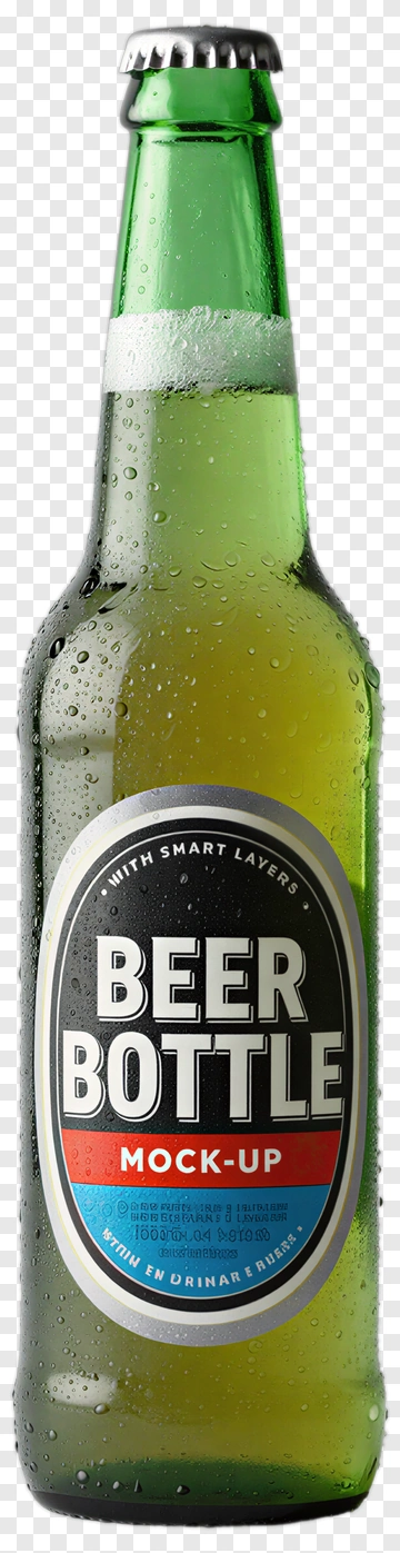 Green Beer Bottle Mock-Up PNG