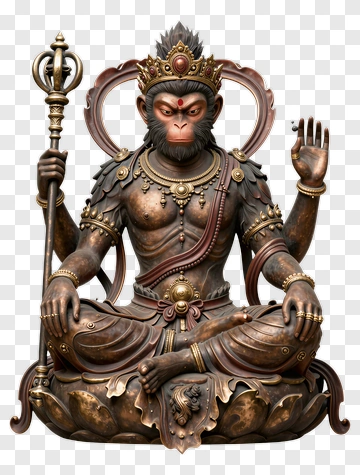 3D Monkey God Sitting On A Throne PNG