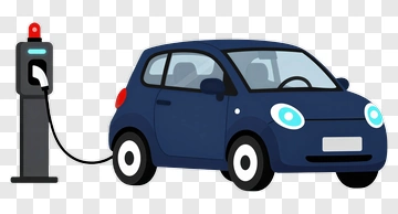 Electric Car Charging At A Station PNG
