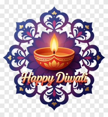 Happy Diwali With Decorative Oil Lamp PNG