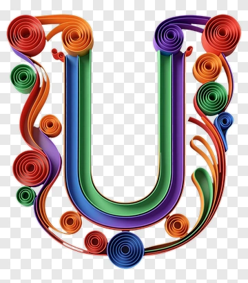 Colorful Quilling Letter U PNG