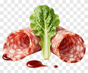 Salami And Lettuce Composition PNG