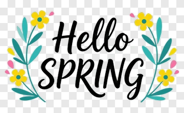 Hello Spring Floral Design PNG