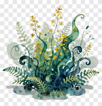 Watercolor Greenery With Yellow Flowers PNG