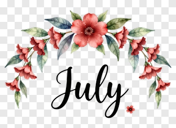 July Floral Design PNG