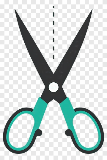 Scissors With A Cutting Line PNG