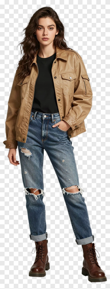 Young Woman In Casual Outfit PNG