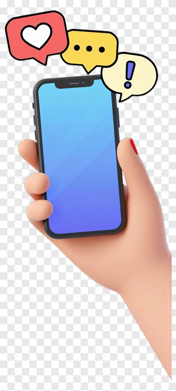 Smartphone With Social Media Notifications PNG