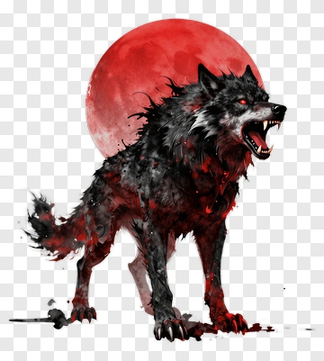 Fierce Wolf Howling At A Blood Moon PNG