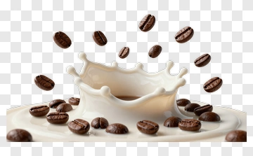 Coffee Splash With Milk And Coffee Beans PNG