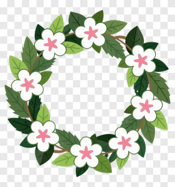 Floral Wreath With White And Pink Flowers PNG