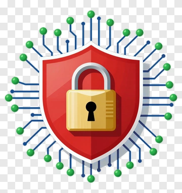 Shield With Lock And Circuit Connections PNG