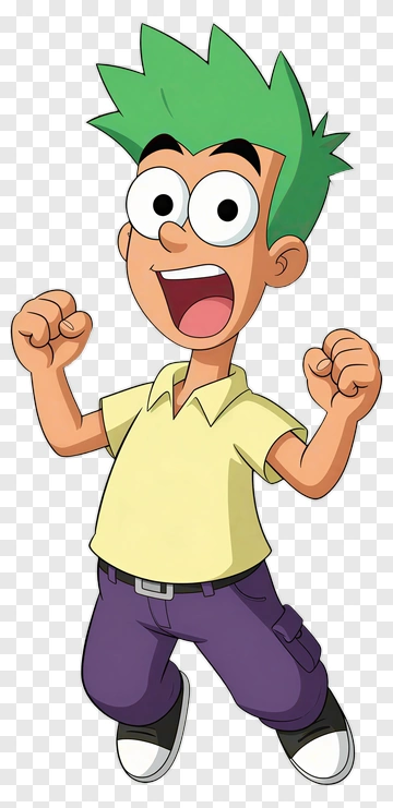 Cartoon Boy Jumping With Excitement PNG
