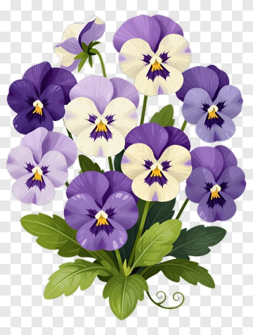 Colorful Pansy Flower Bouquet PNG