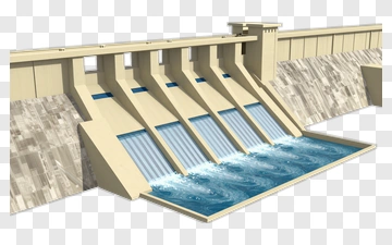 Hydroelectric Dam With Water Flow PNG