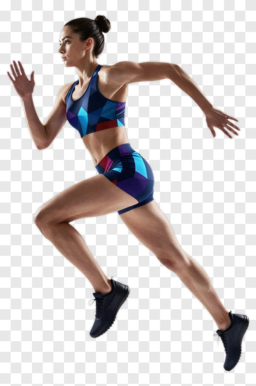Woman Running In Colorful Sportswear PNG
