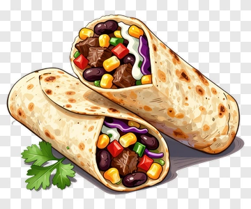 Colorful Burrito With Beans And Vegetables PNG