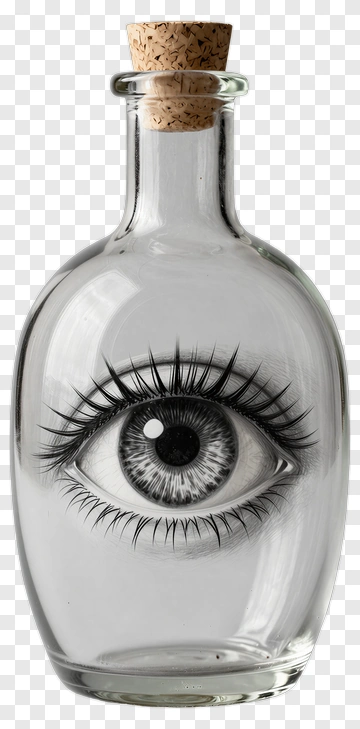 Glass Bottle With Eye Illustration PNG