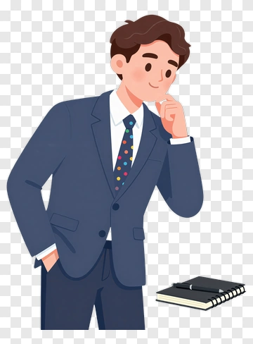 Businessman Thinking With Notebook PNG