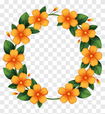 Floral Wreath With Orange Flowers PNG