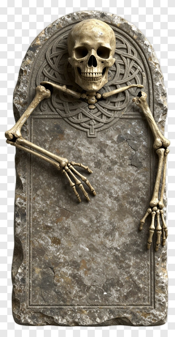 Skeleton Emerging From A Tombstone PNG