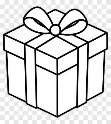 Black And White Gift Box With Ribbon PNG