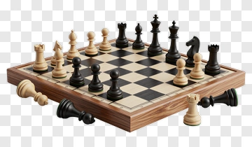 Chess Board With Black And White Pieces PNG