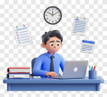 3D Businessman Working At A Desk PNG
