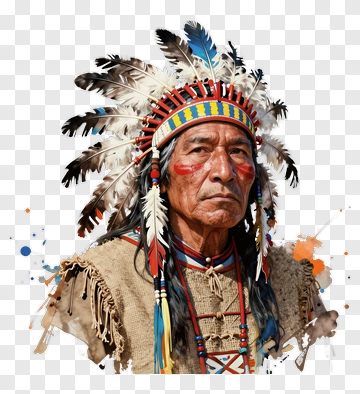 Native American Man In Traditional Headdress PNG